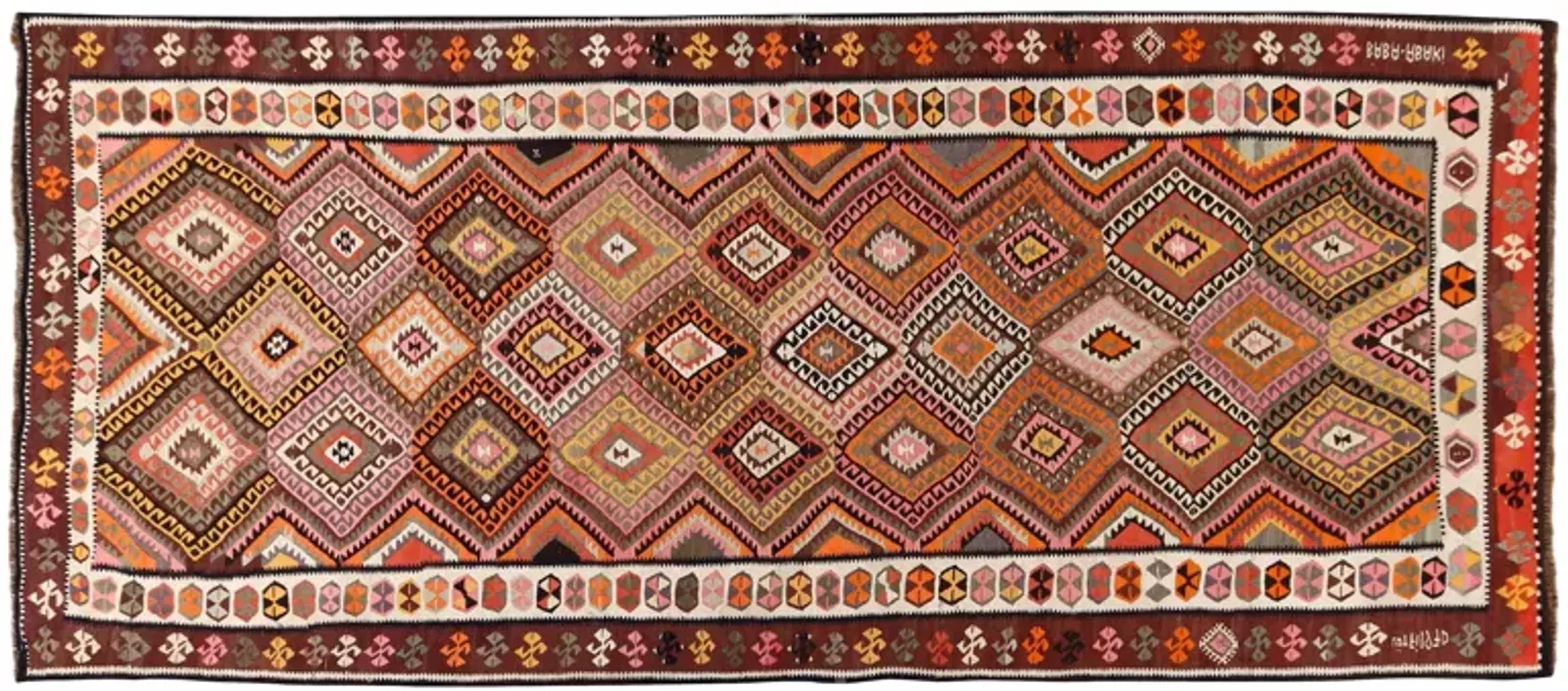 Turkish Kilim Runner - 5'9" x 14'7" - red