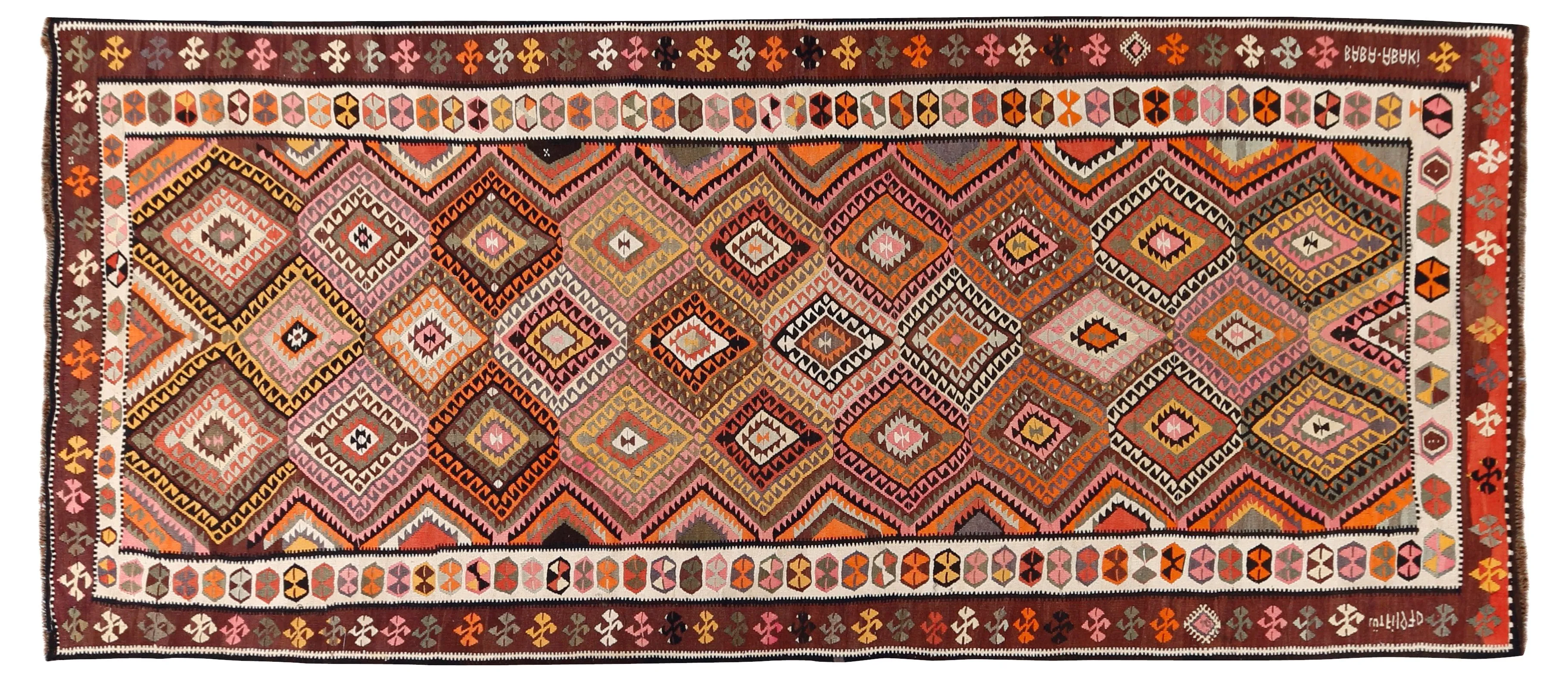 Turkish Kilim Runner - 5'9" x 14'7" - red