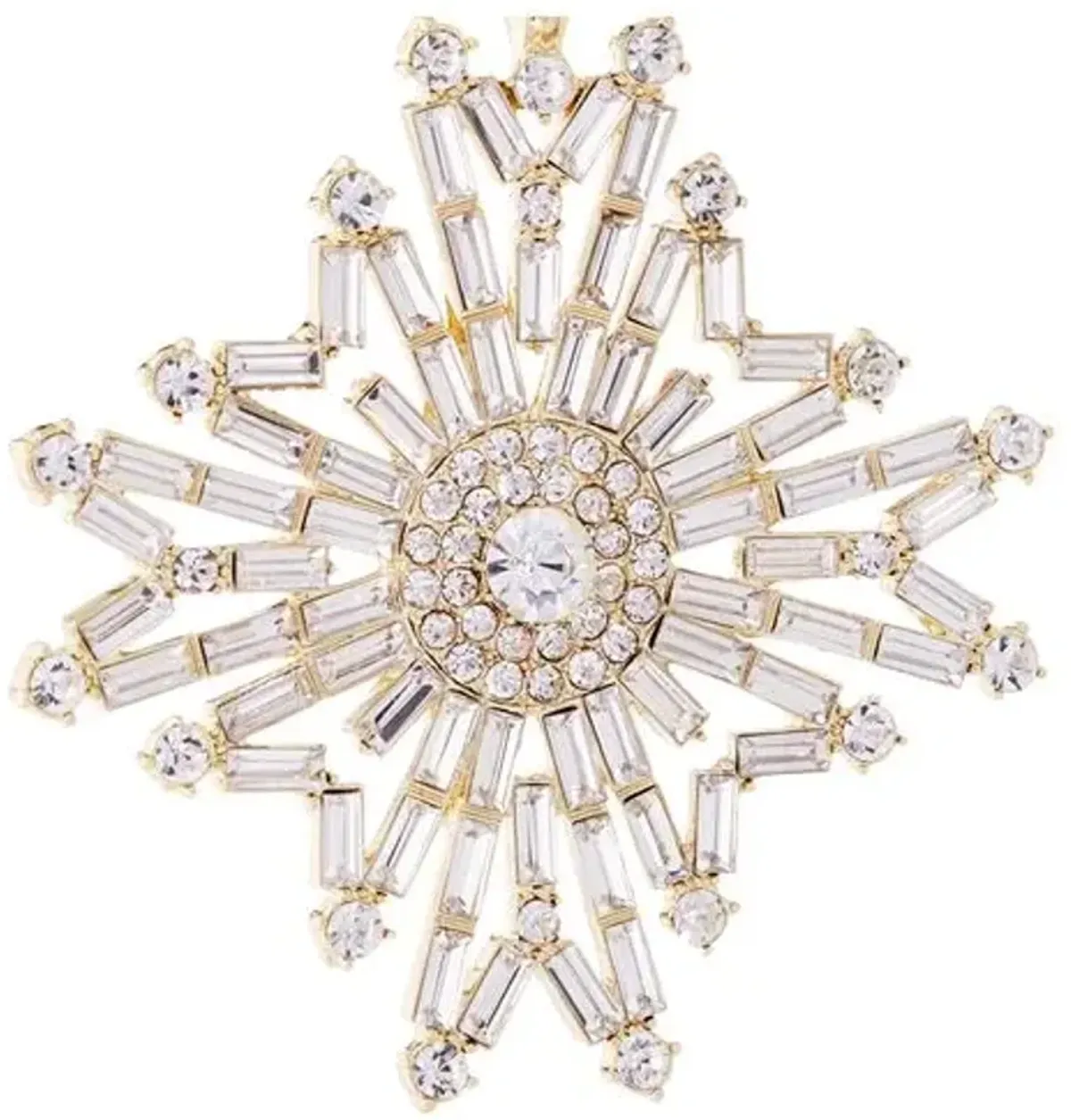 Baguette Snowflake Ornament - Crystal/Gold - Joanna Buchanan