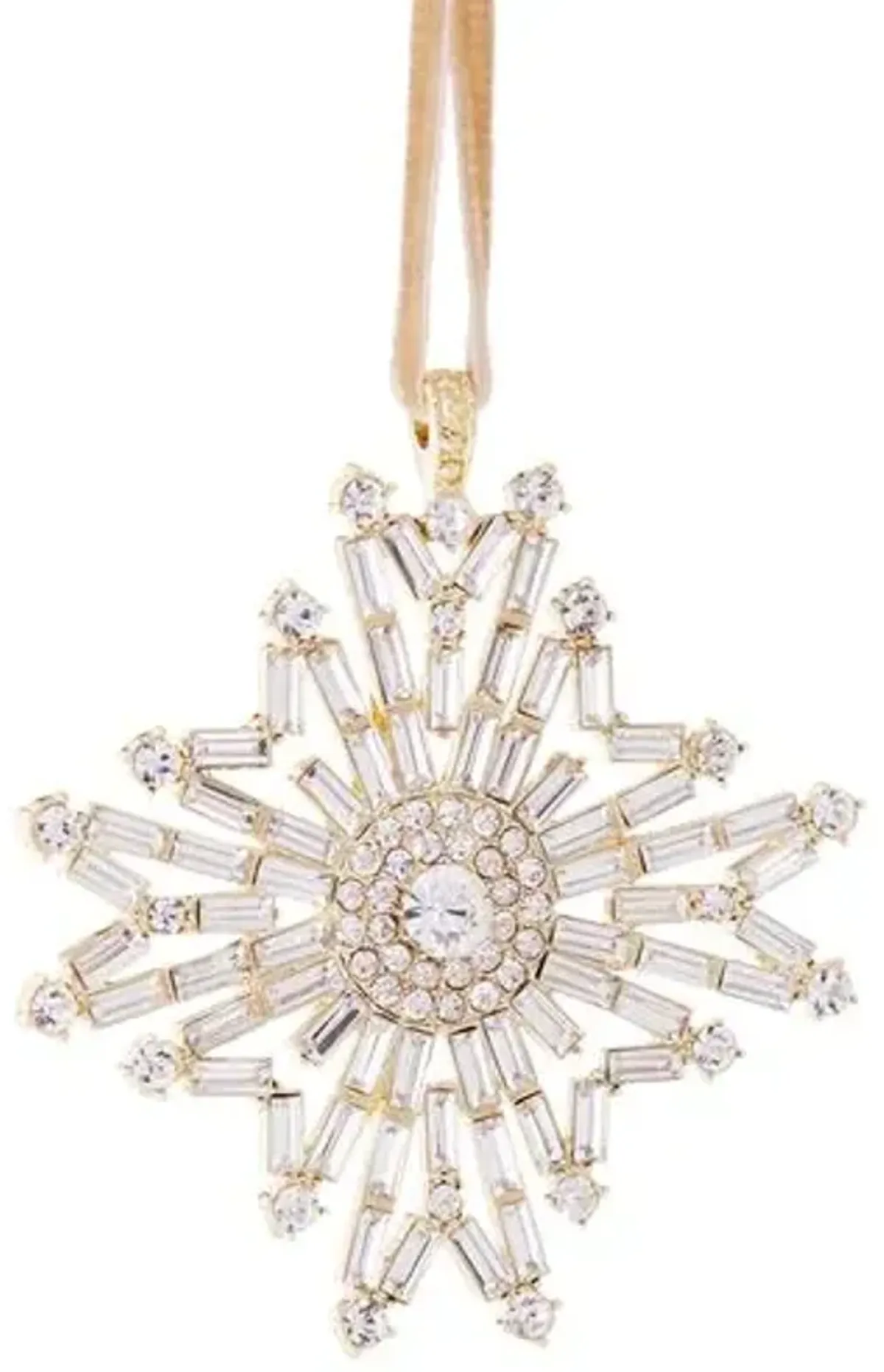 Baguette Snowflake Ornament - Crystal/Gold - Joanna Buchanan