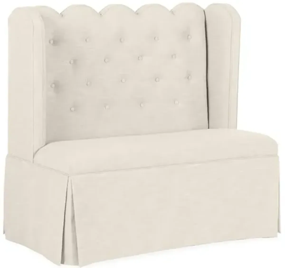 Regina Scallop Banquette - Handcrafted - Ivory