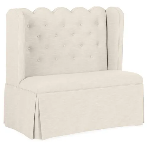 Regina Scallop Banquette - Handcrafted - Ivory