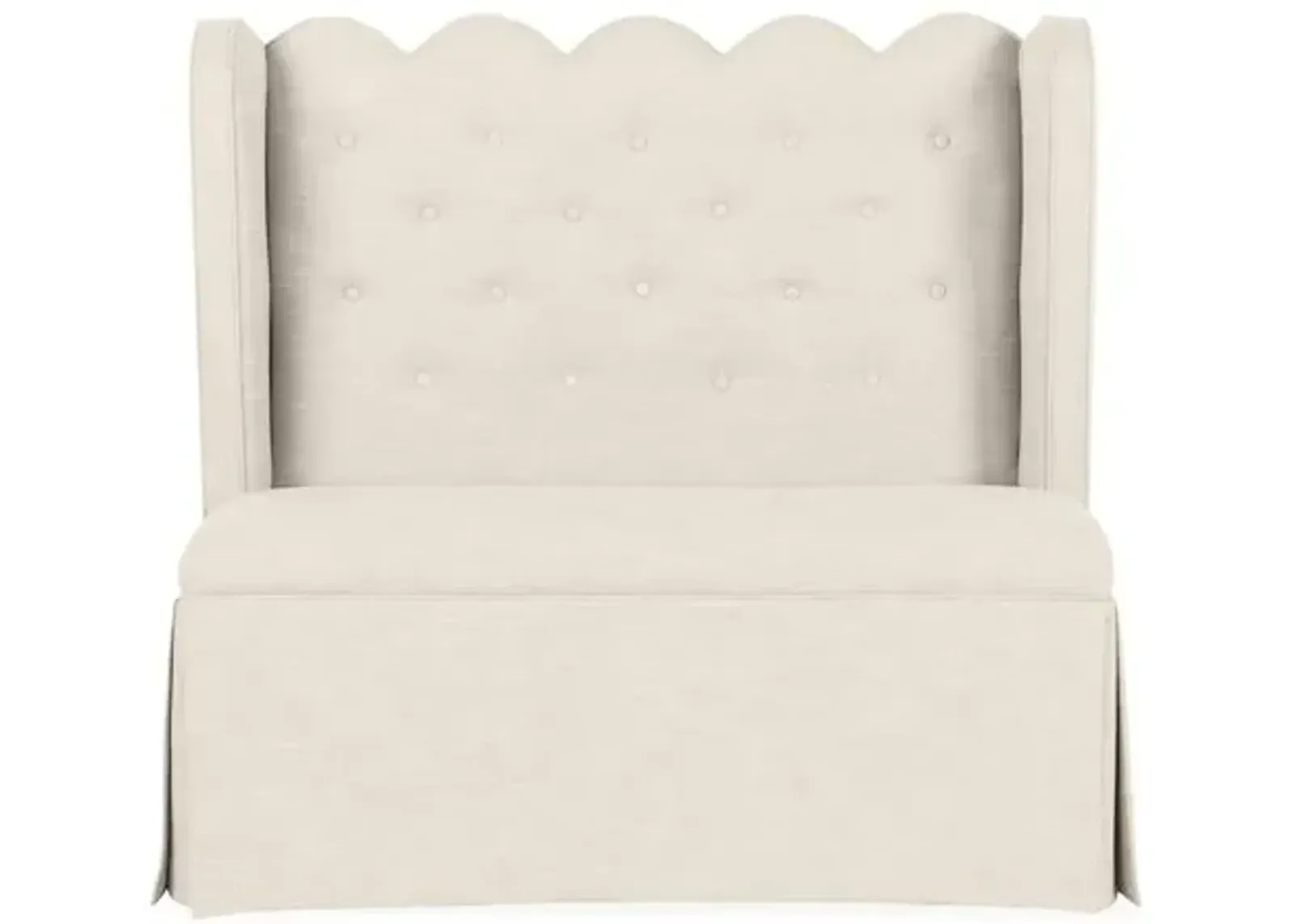 Regina Scallop Banquette - Handcrafted - Ivory