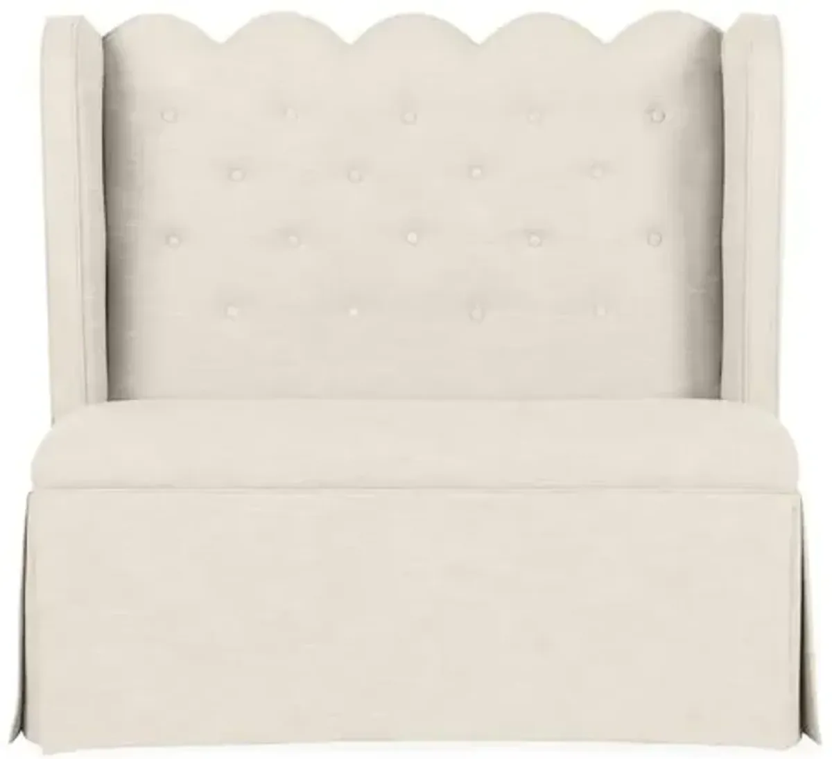 Regina Scallop Banquette - Handcrafted - Ivory