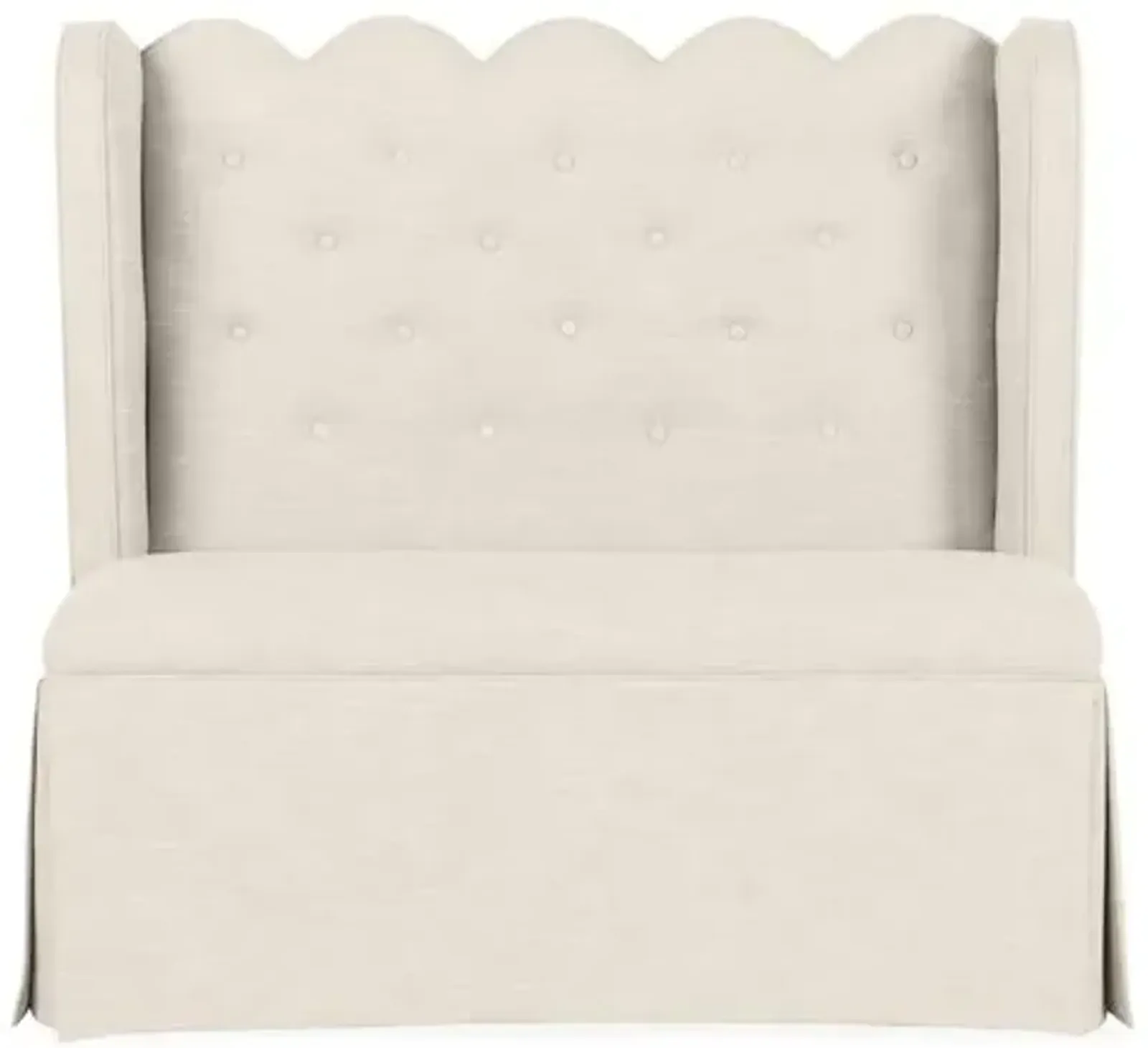 Regina Scallop Banquette - Handcrafted - Ivory