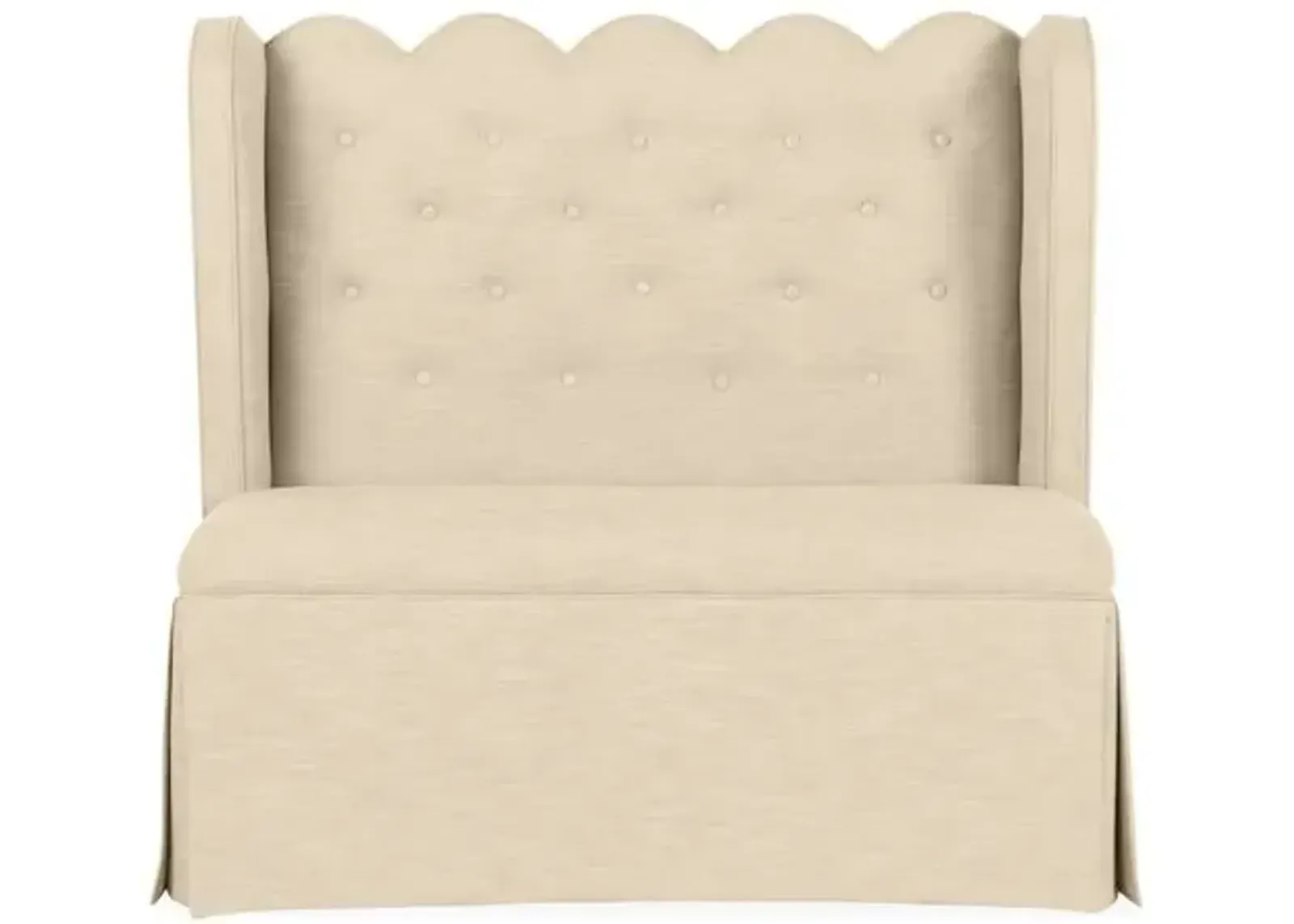 Regina Scallop Banquette - Handcrafted - Beige