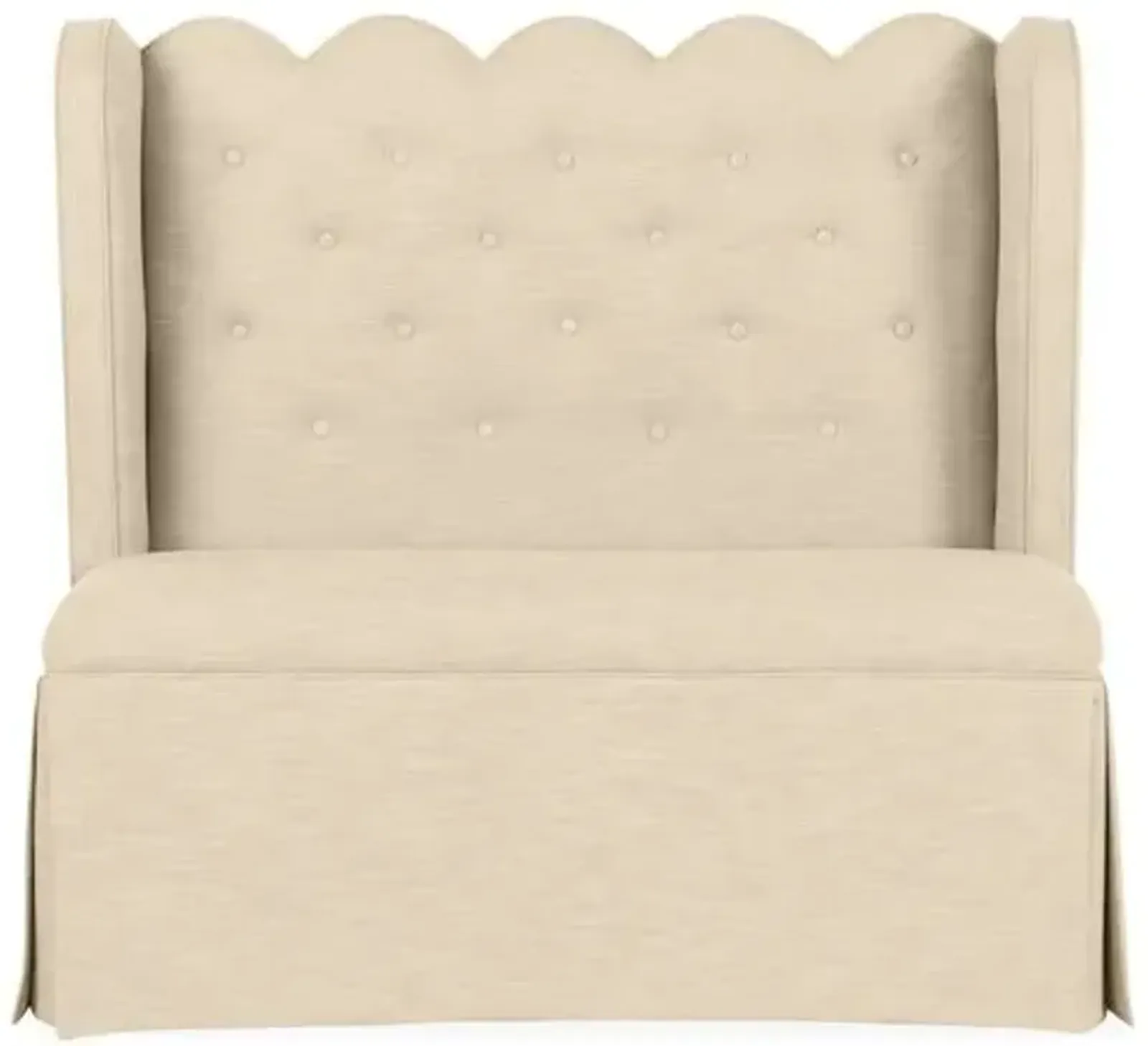 Regina Scallop Banquette - Handcrafted - Beige