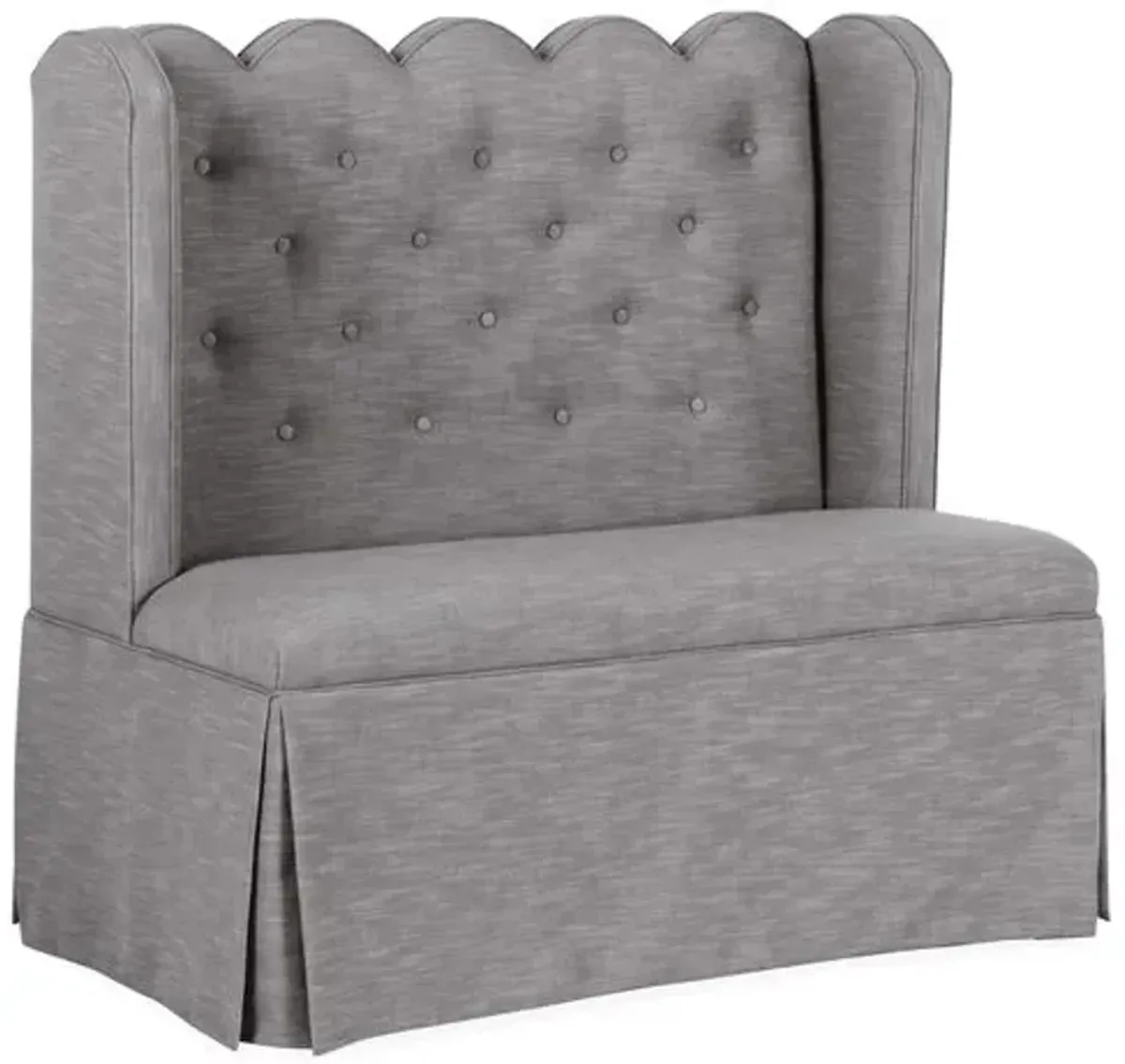 Regina Scallop Banquette - Handcrafted - Gray