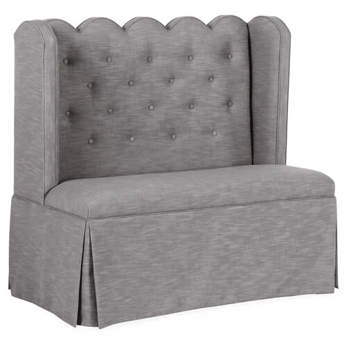 Regina Scallop Banquette - Handcrafted - Gray