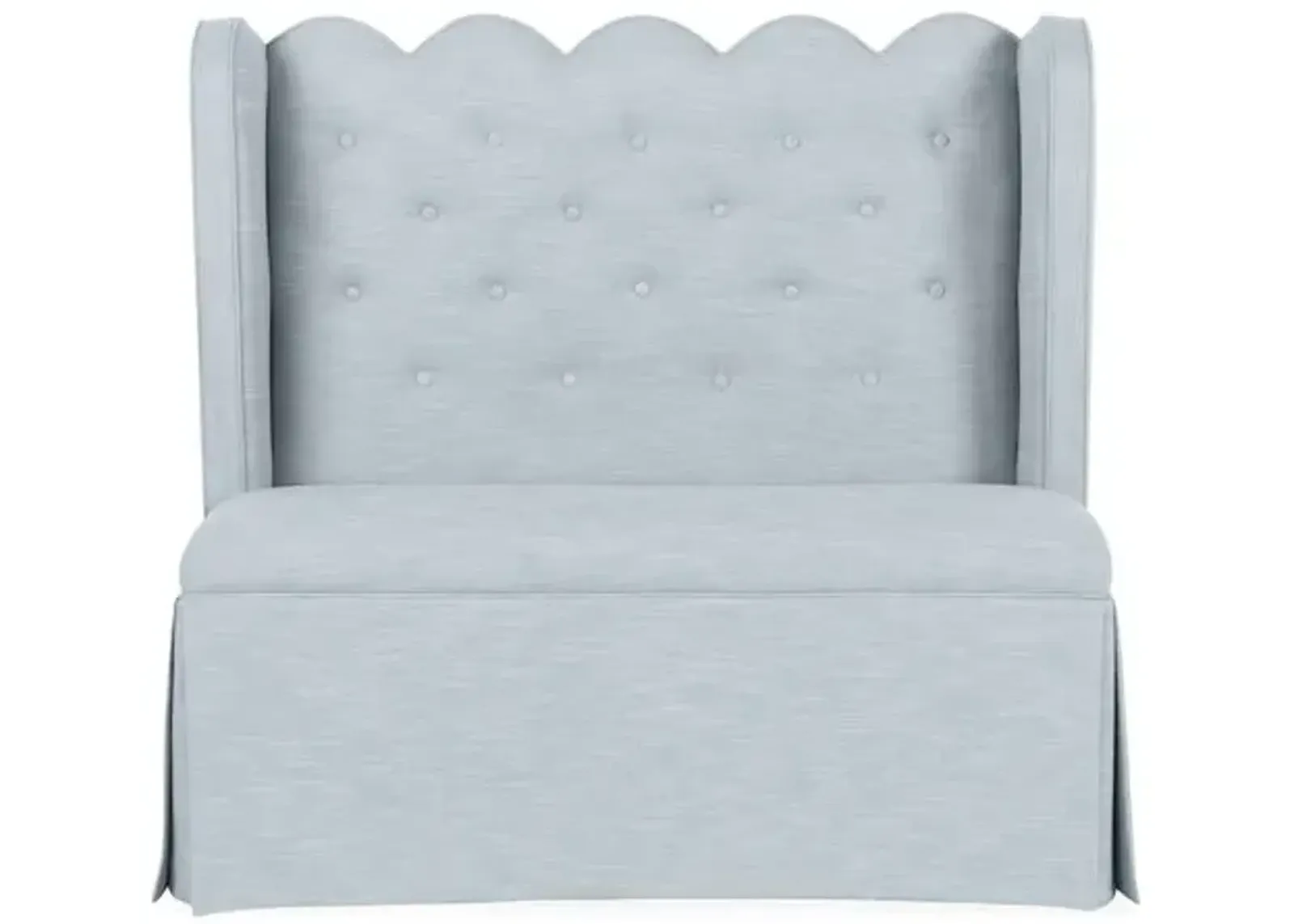 Regina Scallop Banquette - Handcrafted - Blue