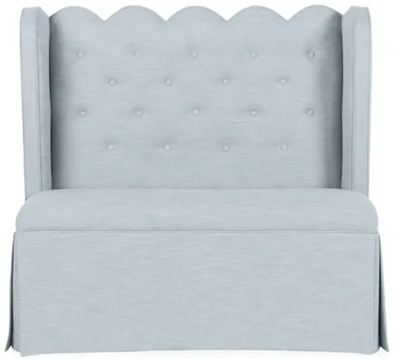 Regina Scallop Banquette - Handcrafted - Blue