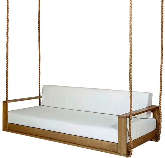 Percy Porch Swing, White/Natural Sunbrella