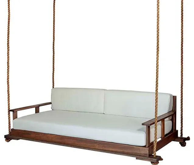 Faulkner Porch Swing, White/Natural Sunbrella