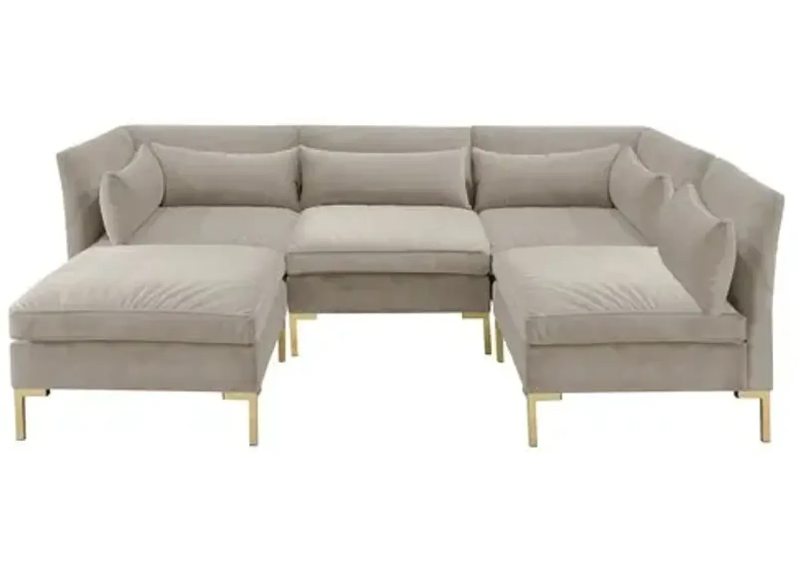 Marceau Velvet U-Shaped Sectional - Handcrafted - Gray