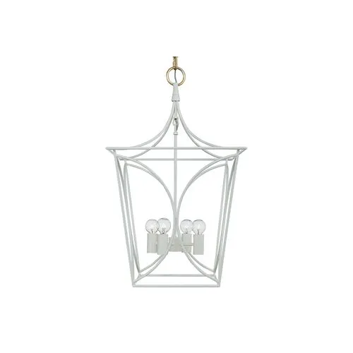 Visual Comfort - Cavanagh Small Lantern - Coral/Gold - White