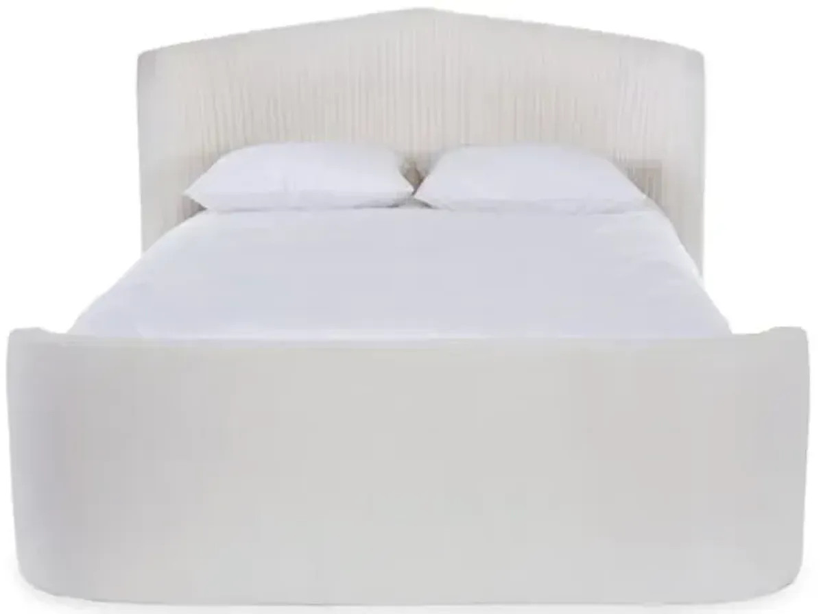 Clio Linen Panel Bed - White - Upholstered, Mattress, Box Spring Required