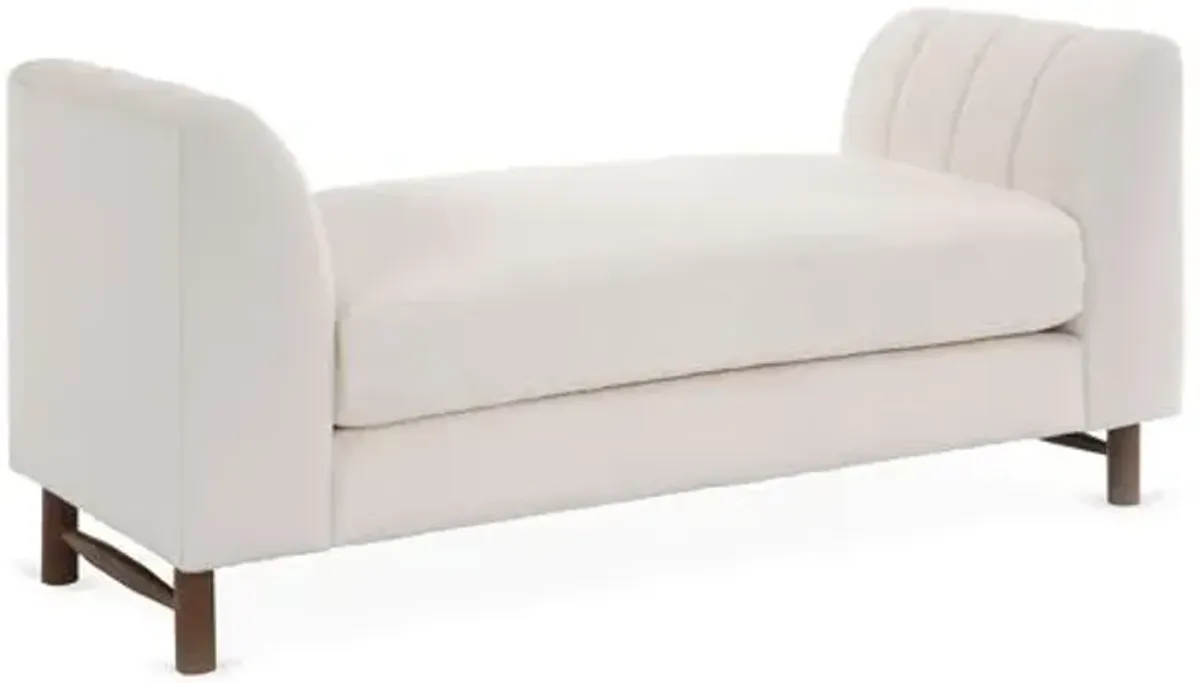 Alden Linen Bench - White