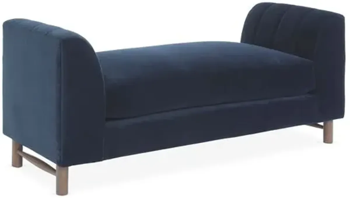 Alden Velvet Bench - Blue