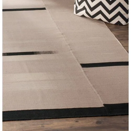 Fowler Flat-Weave Rug - Beige/Black - Beige