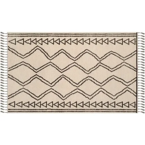 Mulvey Hand-Knotted Rug - Ivory/Black - Beige - Beige