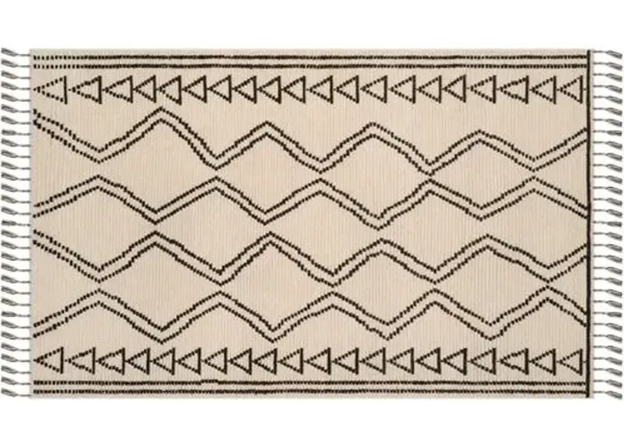 Mulvey Hand-Knotted Rug - Ivory/Black - Beige - Beige