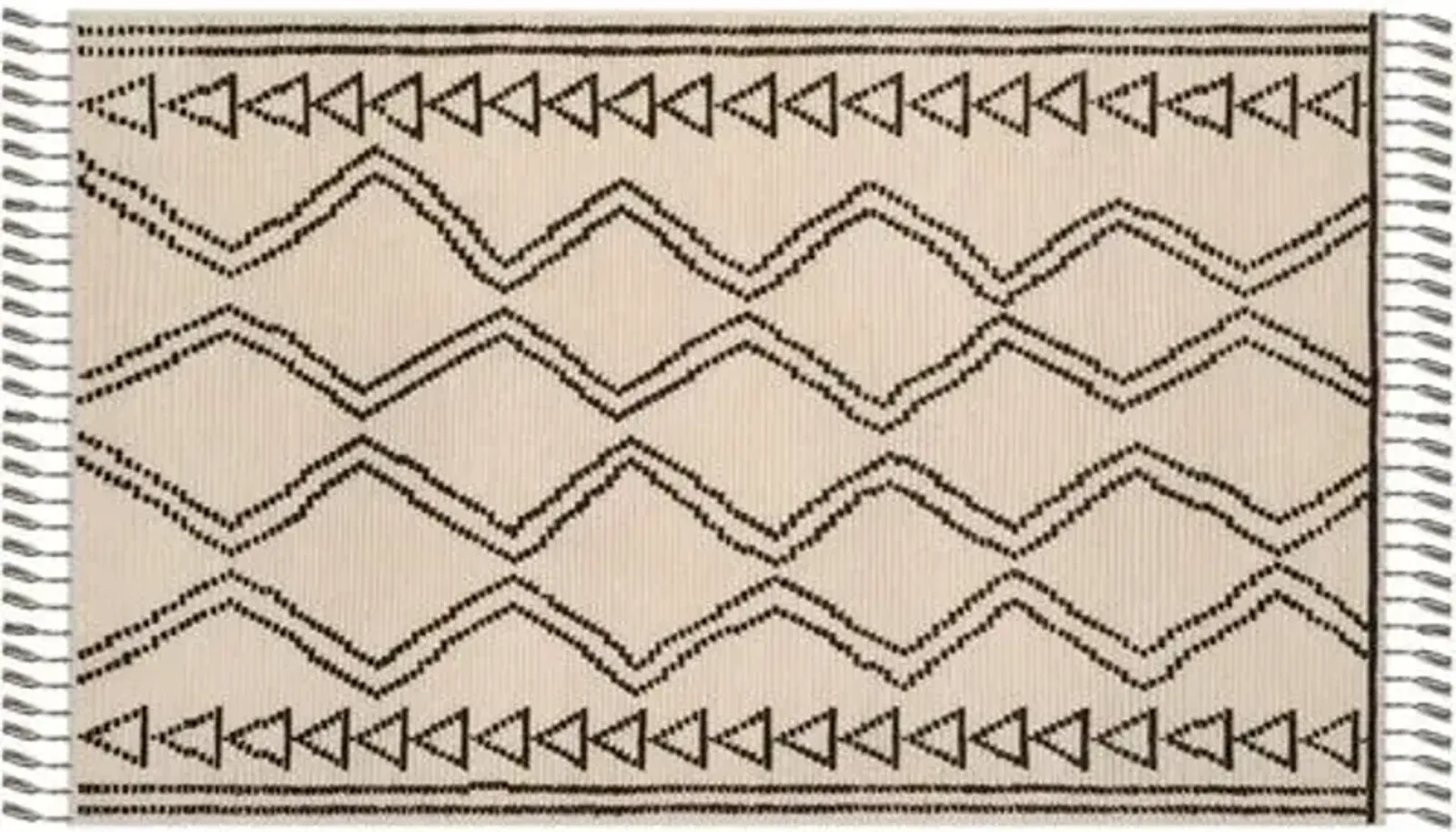 Mulvey Hand-Knotted Rug - Ivory/Black - Beige - Beige