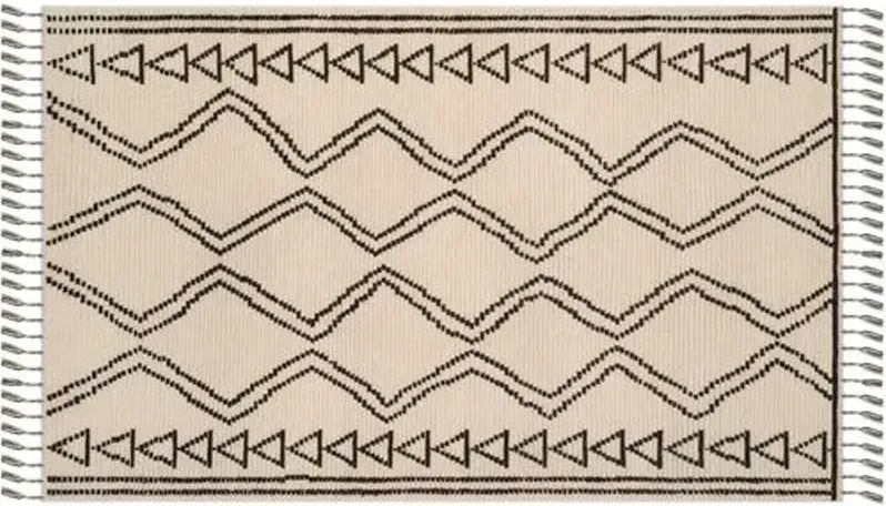 Mulvey Hand-Knotted Rug - Ivory/Black - Beige - Beige