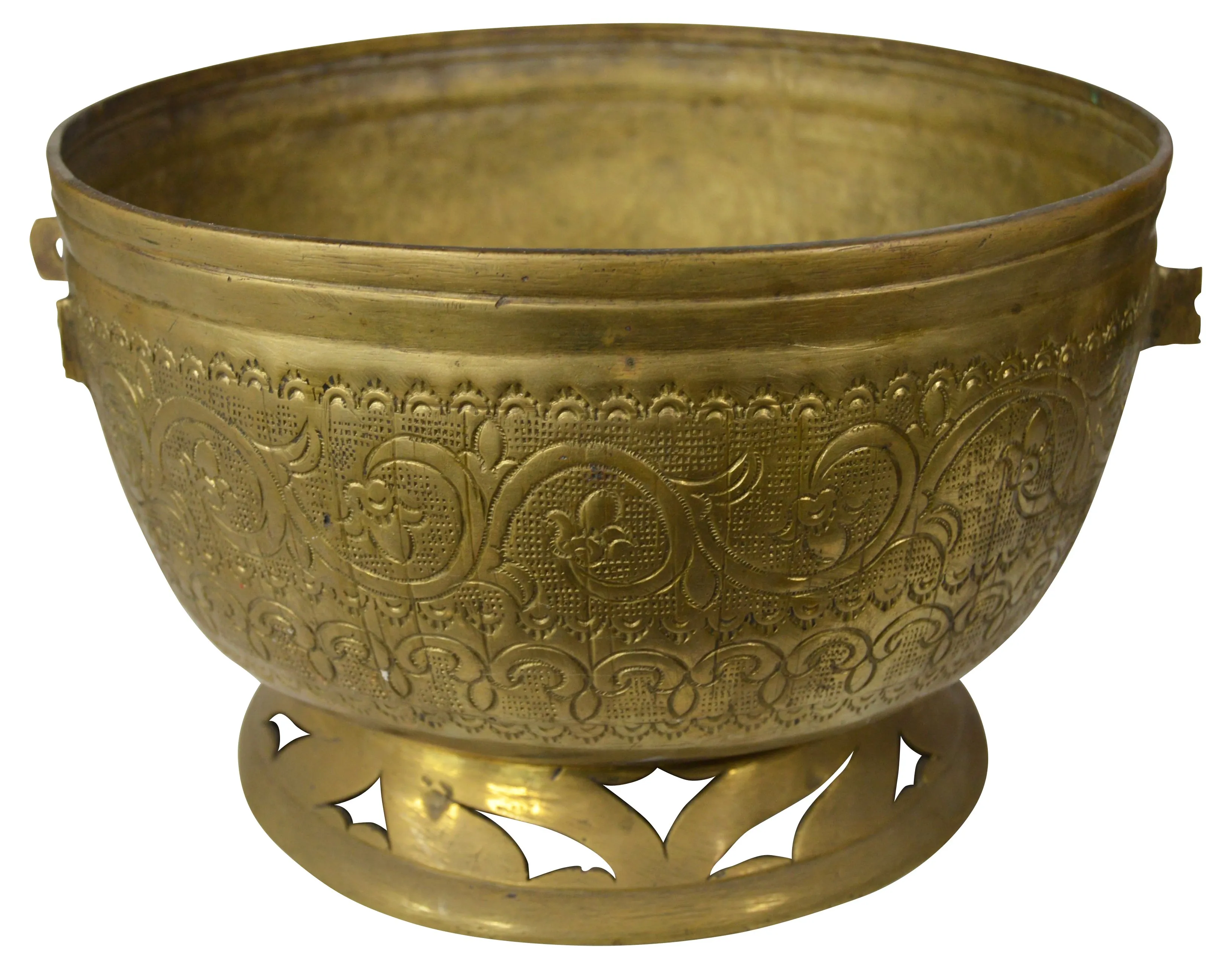 Antique Indian Brass Outdoor Planter - FEA Home - Gold - 9" l x 9" w x 6" h