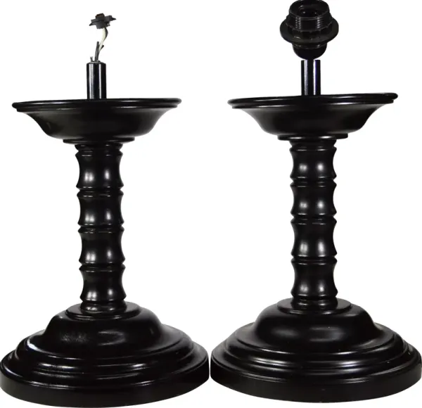 Pair of Vintage Wooden Asian Lamps - FEA Home
