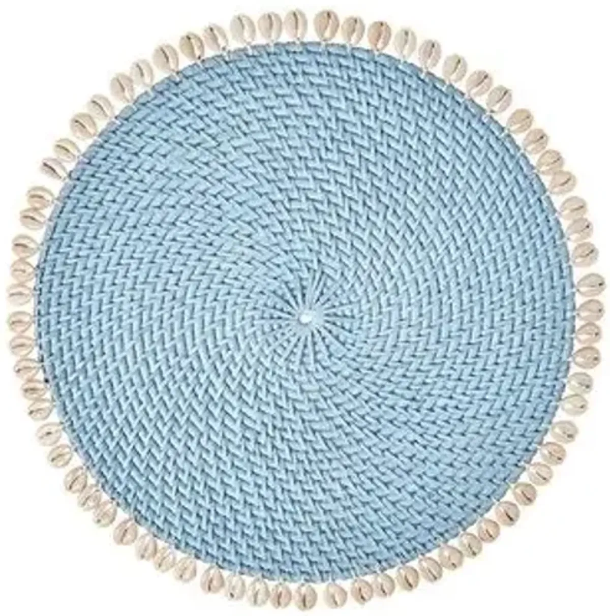 Set of 4 Shelby Place Mats - Light Blue/Ivory - Mode Living