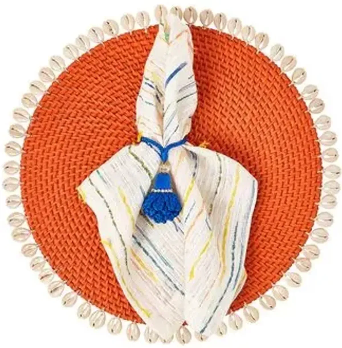 Set of 4 Shelby Place Mats - Orange/Ivory - Mode Living