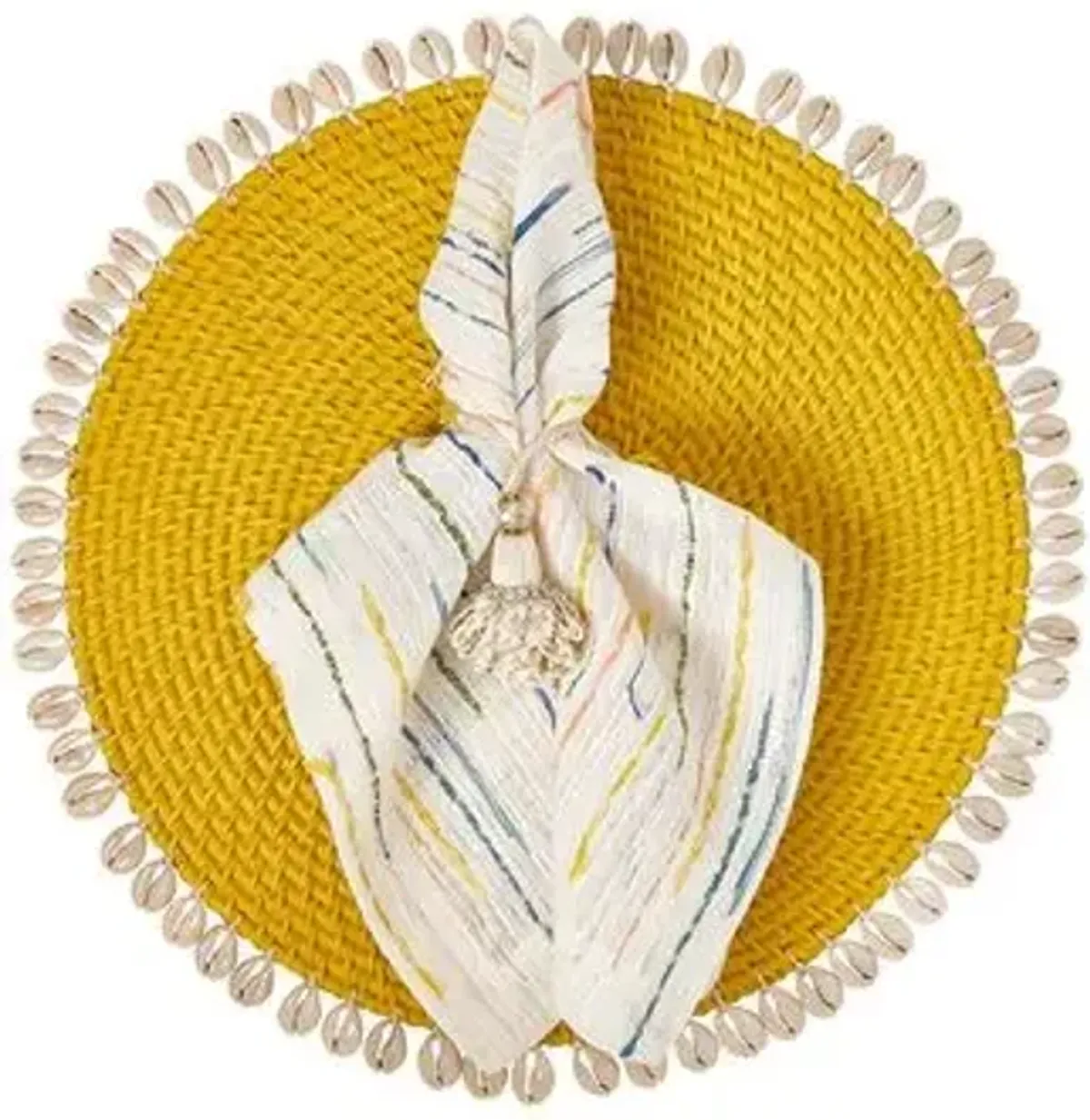 Set of 4 Shelby Place Mats - Yellow/Ivory - Mode Living