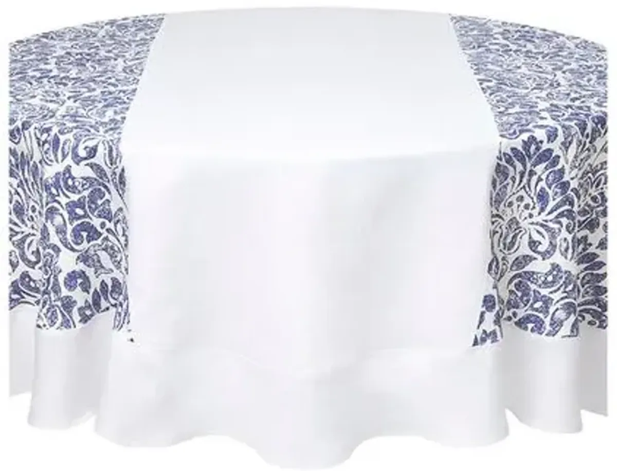 Santorini Round Tablecloth - Blue/White By Mode Living