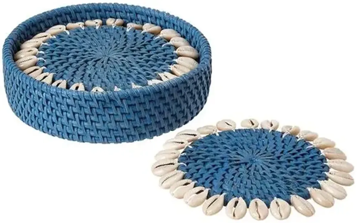 Set of 4 Shelby Coasters - Blue/Ivory - Mode Living