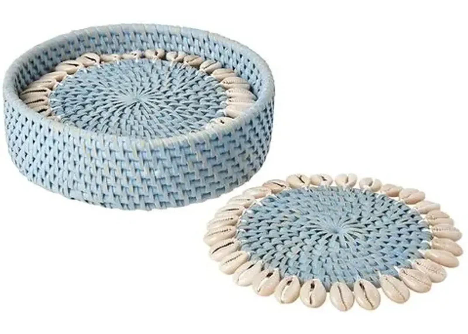 Set of 4 Shelby Coasters - Light Blue/Ivory - Mode Living