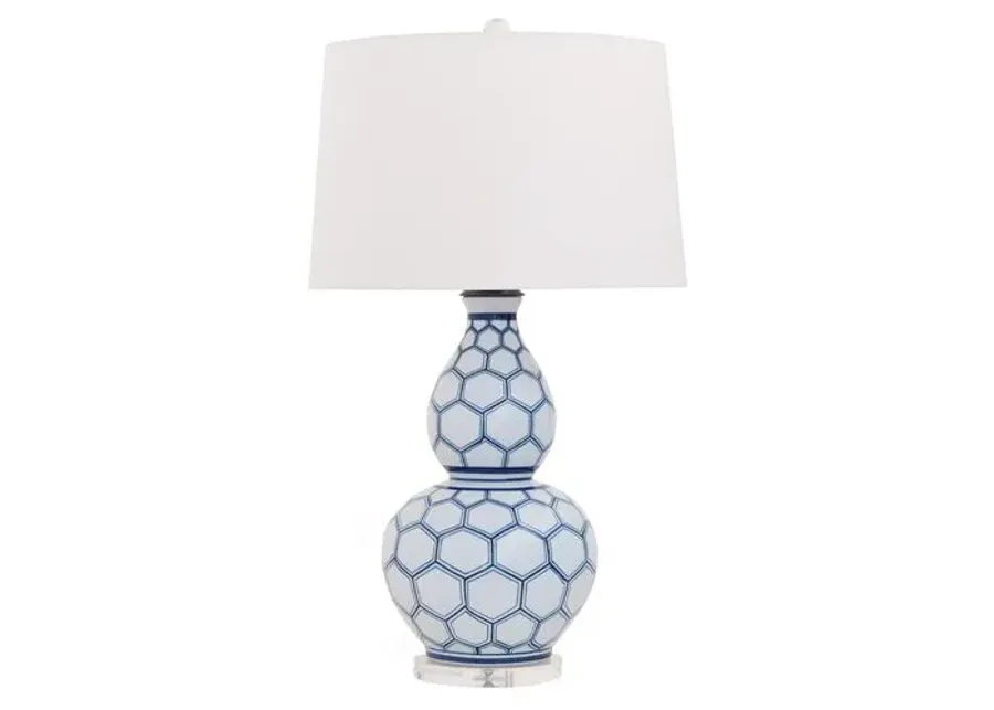 Kenilworth Double-Gourd Table Lamp - White/Blue - Port 68