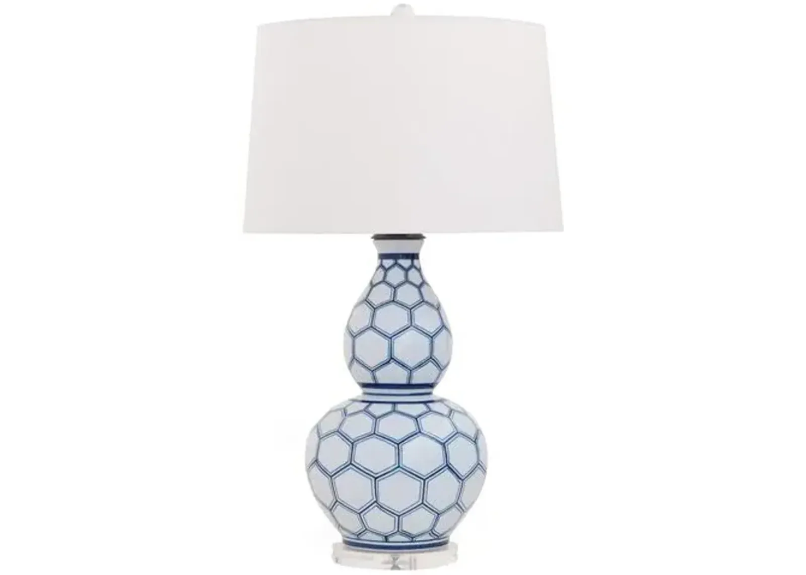 Kenilworth Double-Gourd Table Lamp - White/Blue - Port 68