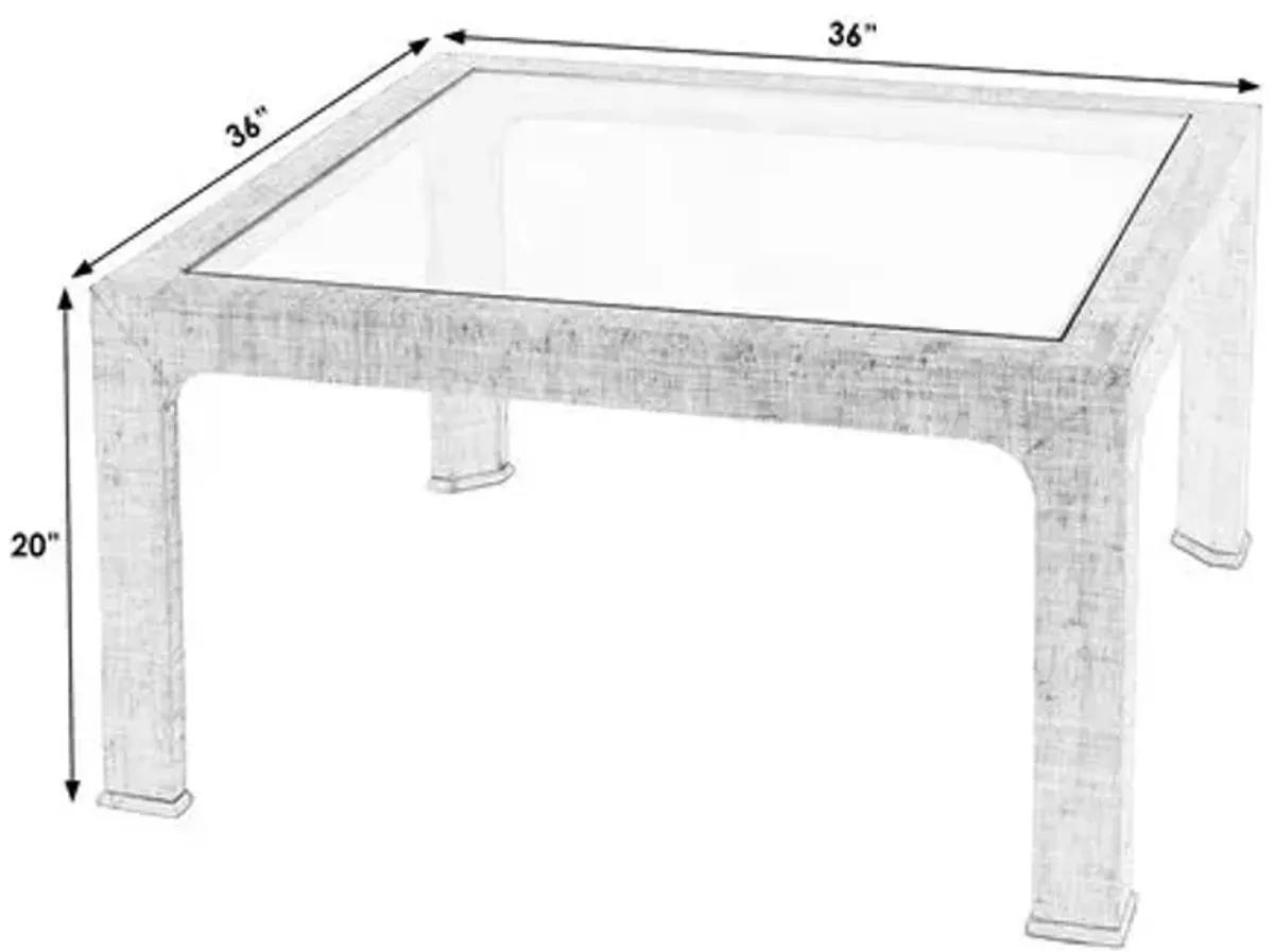 Kos Raffia Glass Coffee Table - Blue