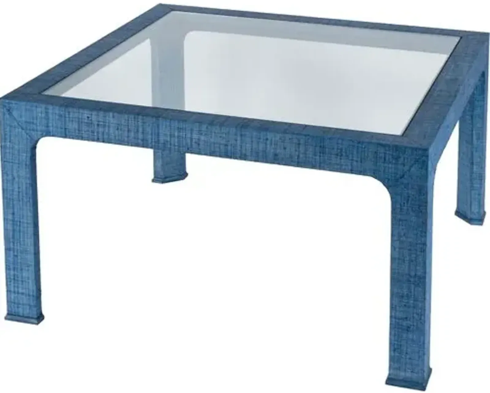 Kos Raffia Glass Coffee Table - Blue