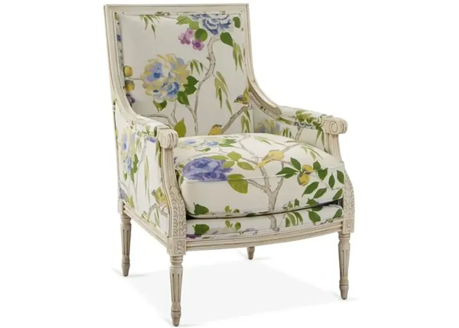 James Accent Chair - Lemon/Bird Floral - Ivory, Comfortable, Durable