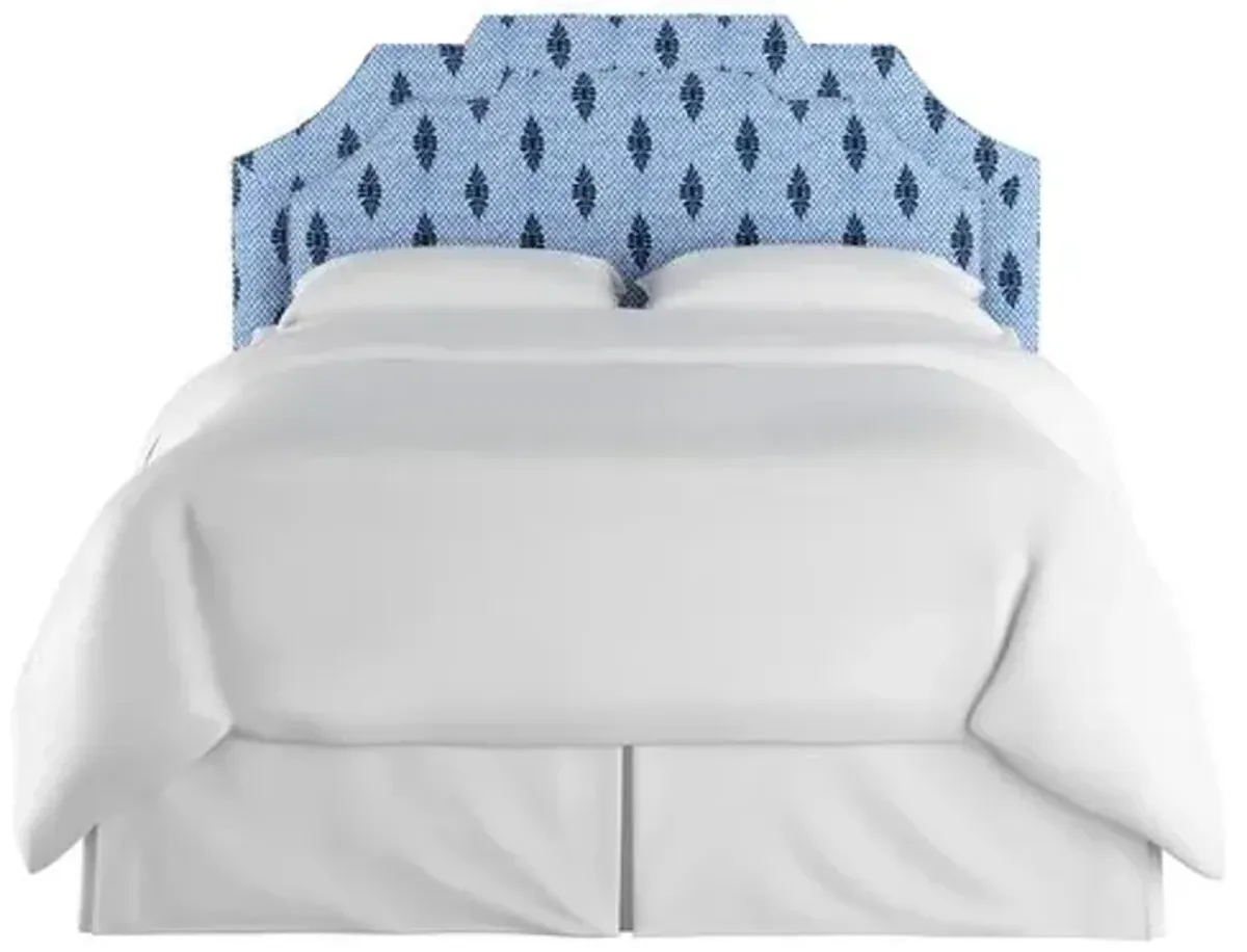 Lola Headboard - Navy Boca Medallion - Handcrafted - Blue