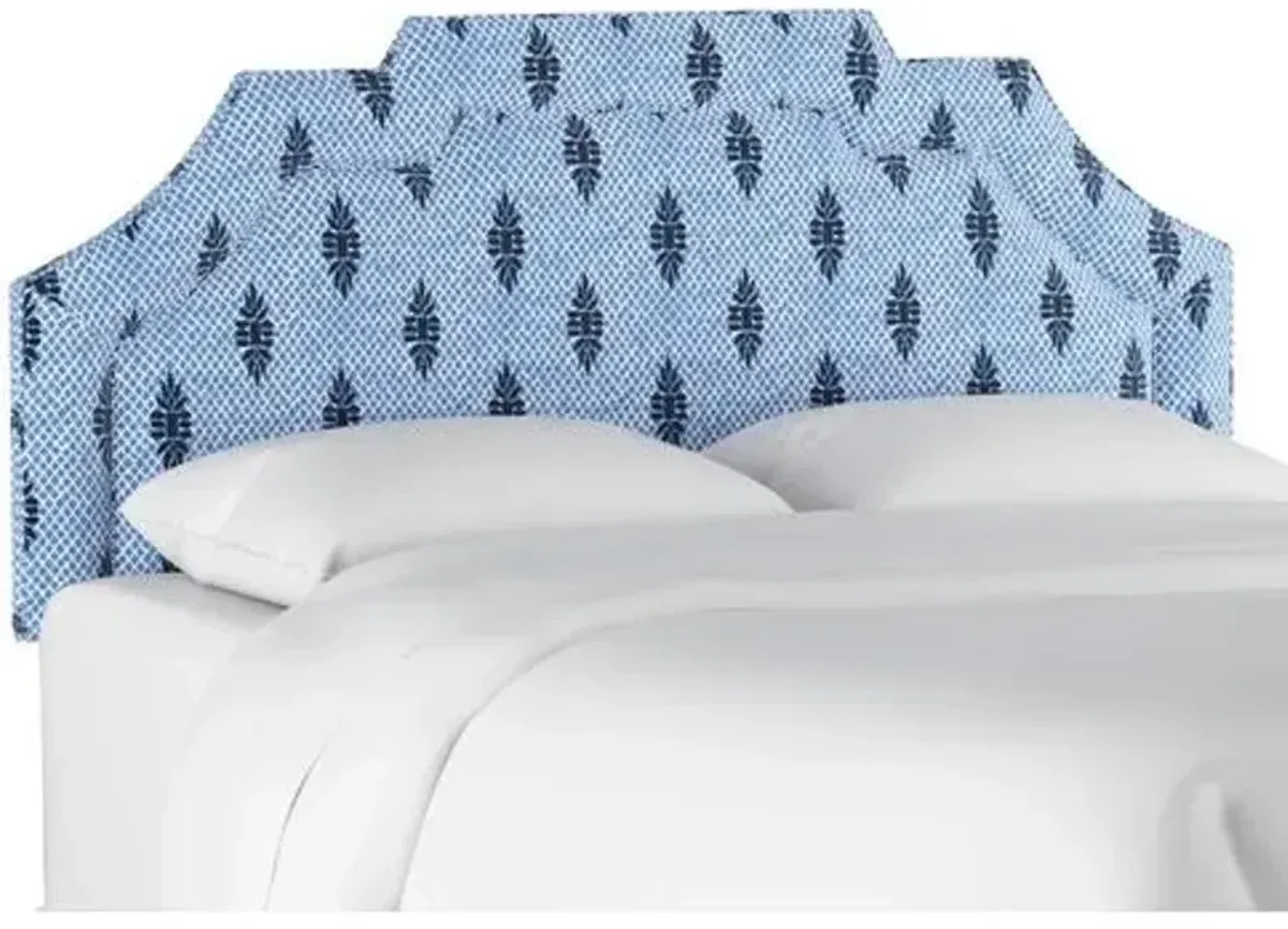 Lola Headboard - Navy Boca Medallion - Handcrafted - Blue