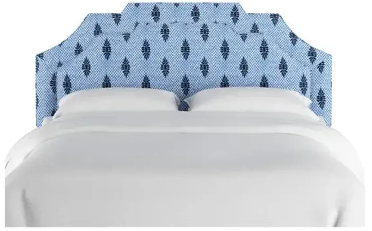 Lola Headboard - Navy Boca Medallion - Handcrafted - Blue