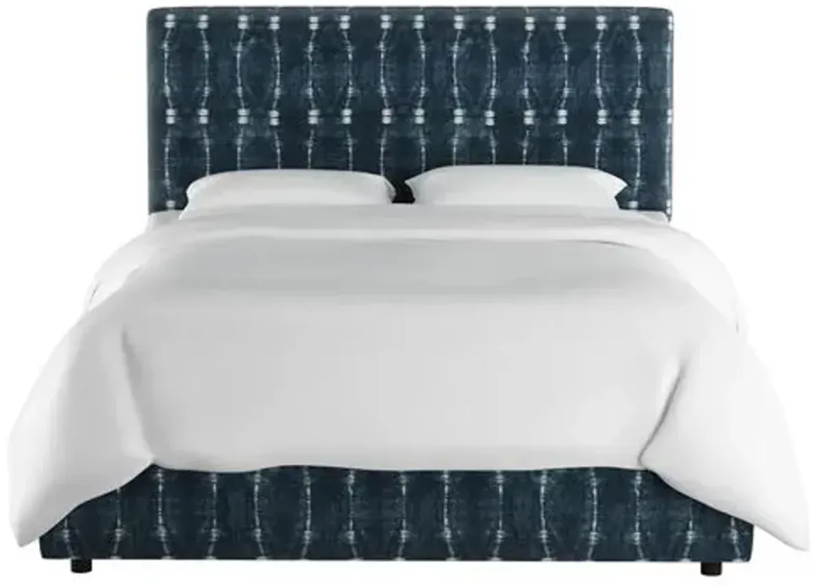 Novak Bed - Indigo Shibori - Handcrafted - Blue