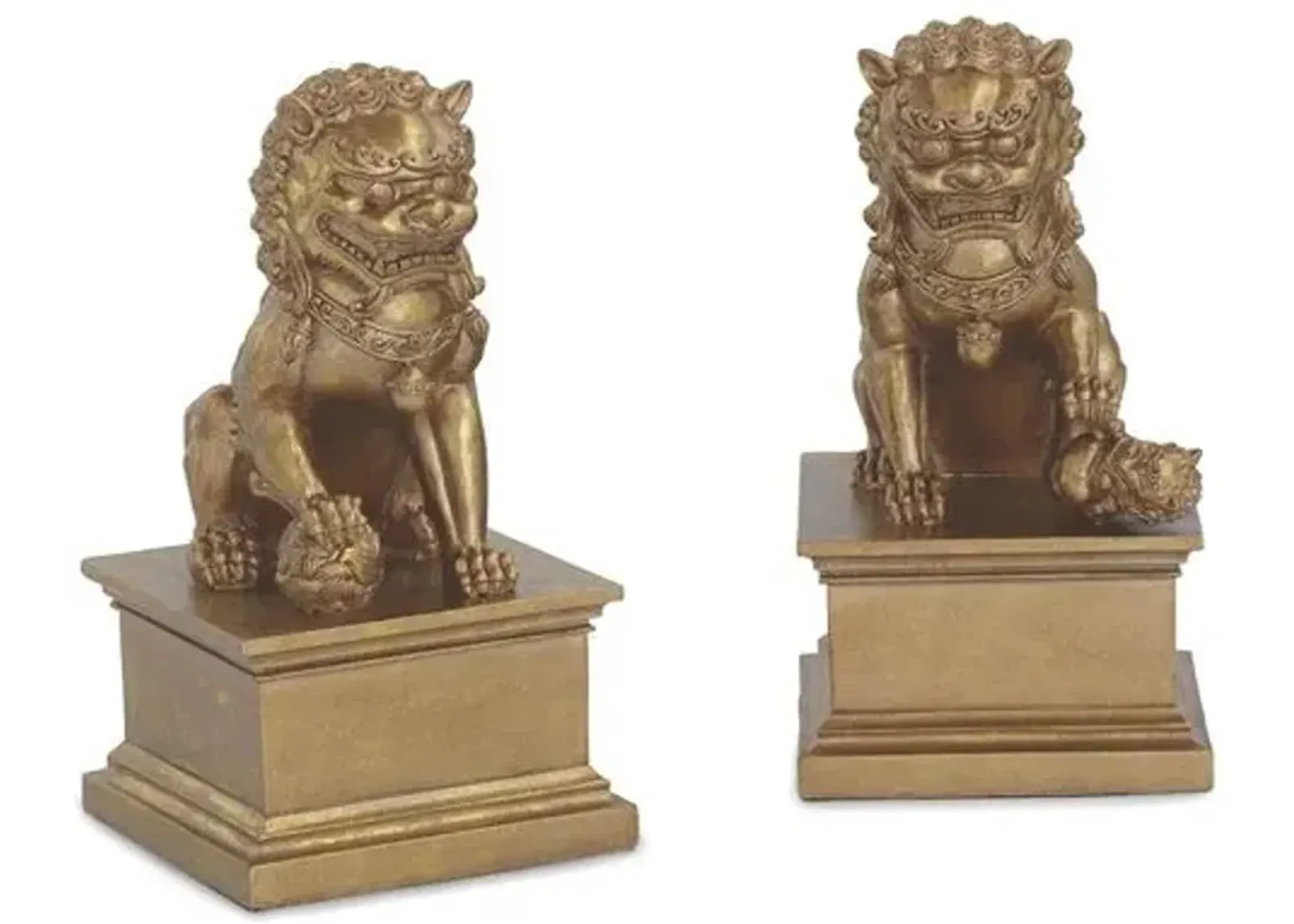 Set of 2 Foo Dog Bookends - Gold - Port 68