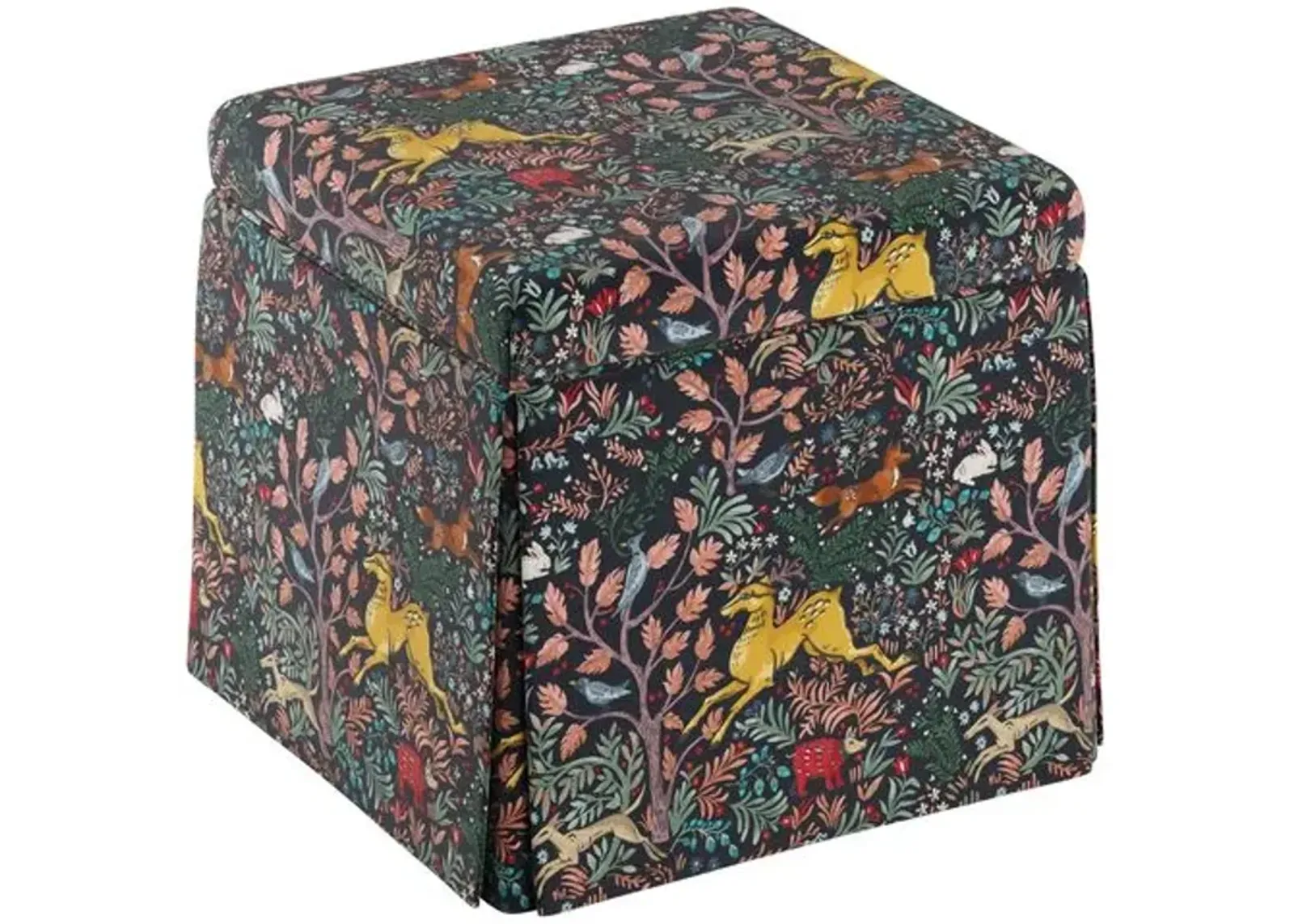 Anne Skirted Storage Ottoman - Frolic - Handcrafted - Blue