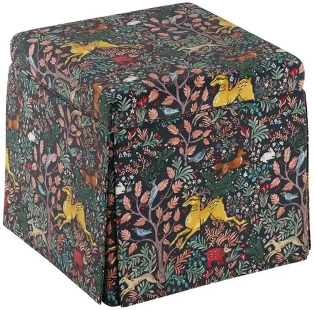 Anne Skirted Storage Ottoman - Frolic - Handcrafted - Blue