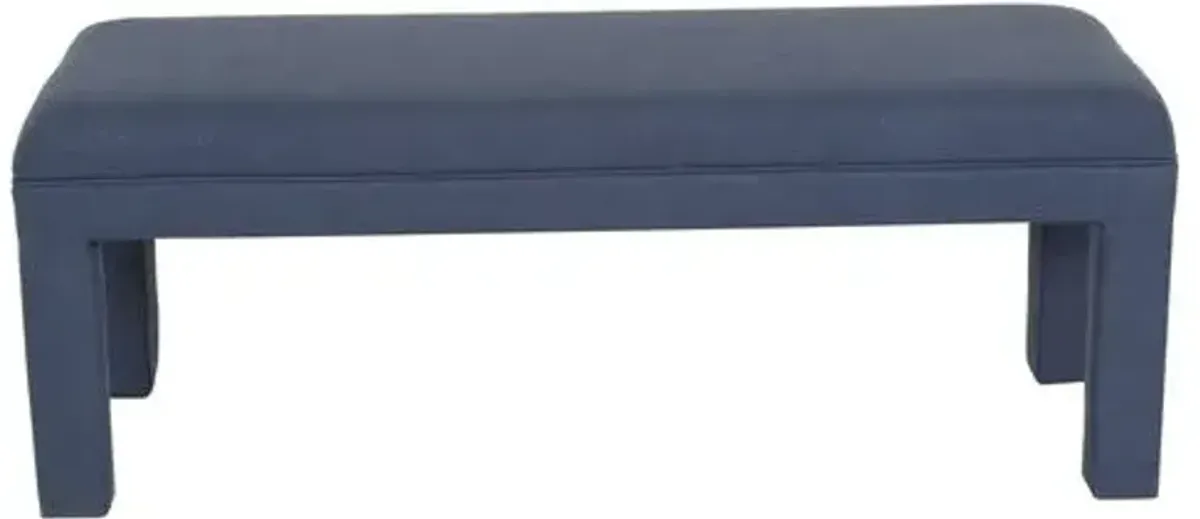 Brittany Upholstered Bench - Velvet - Kim Salmela - Handcrafted - Blue