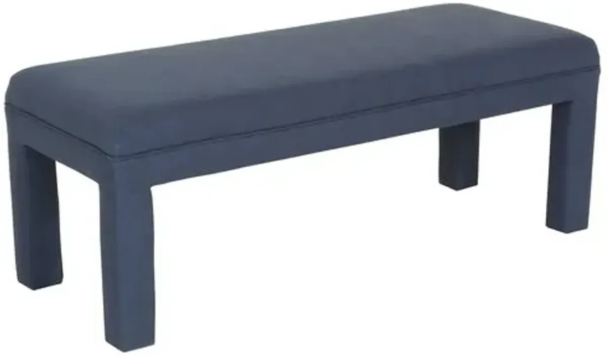 Brittany Upholstered Bench - Velvet - Kim Salmela - Handcrafted - Blue