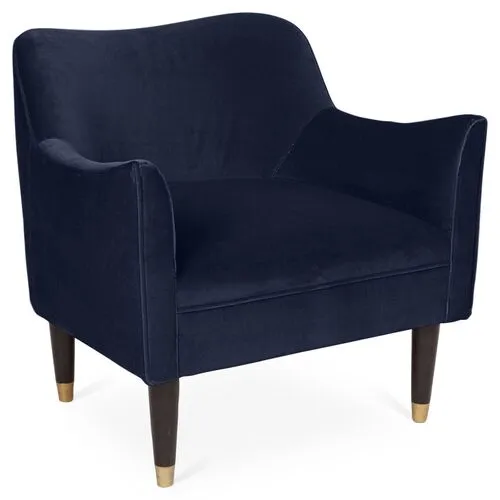 Alexander Accent Chair - Velvet - Kim Salmela - Handcrafted - Blue, Comfortable, Durable, Velvet Upholstery